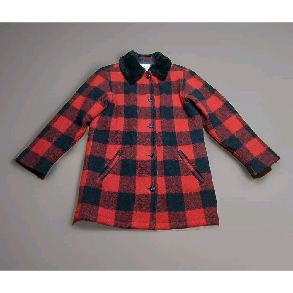Woolrich‎ Women's Buffalo Plaid Mid Length Winter Coat Size Small Wool Quilted - Picture 2 of 13
